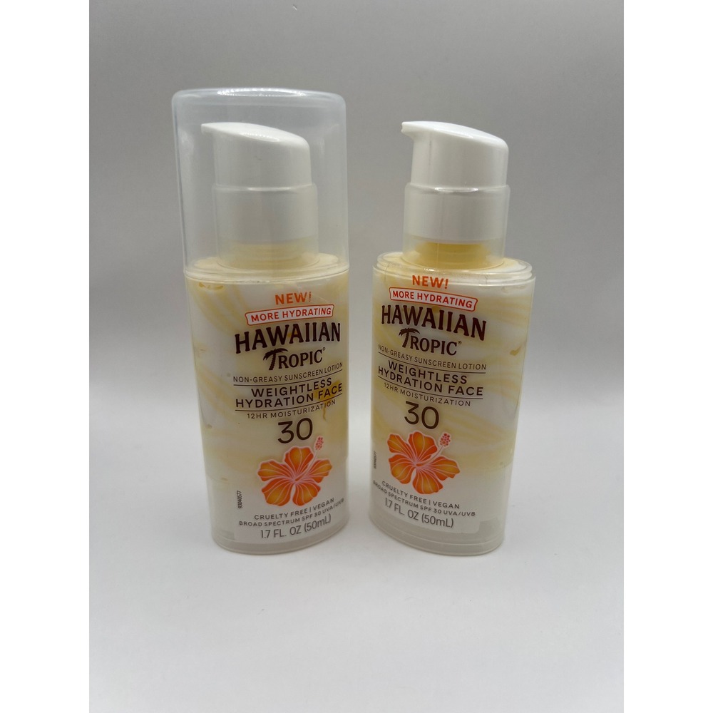 2pk Hawaiian Tropic Weightless Hydration Face Sunscreen SPF 30 1.7oz Exp 12/2027